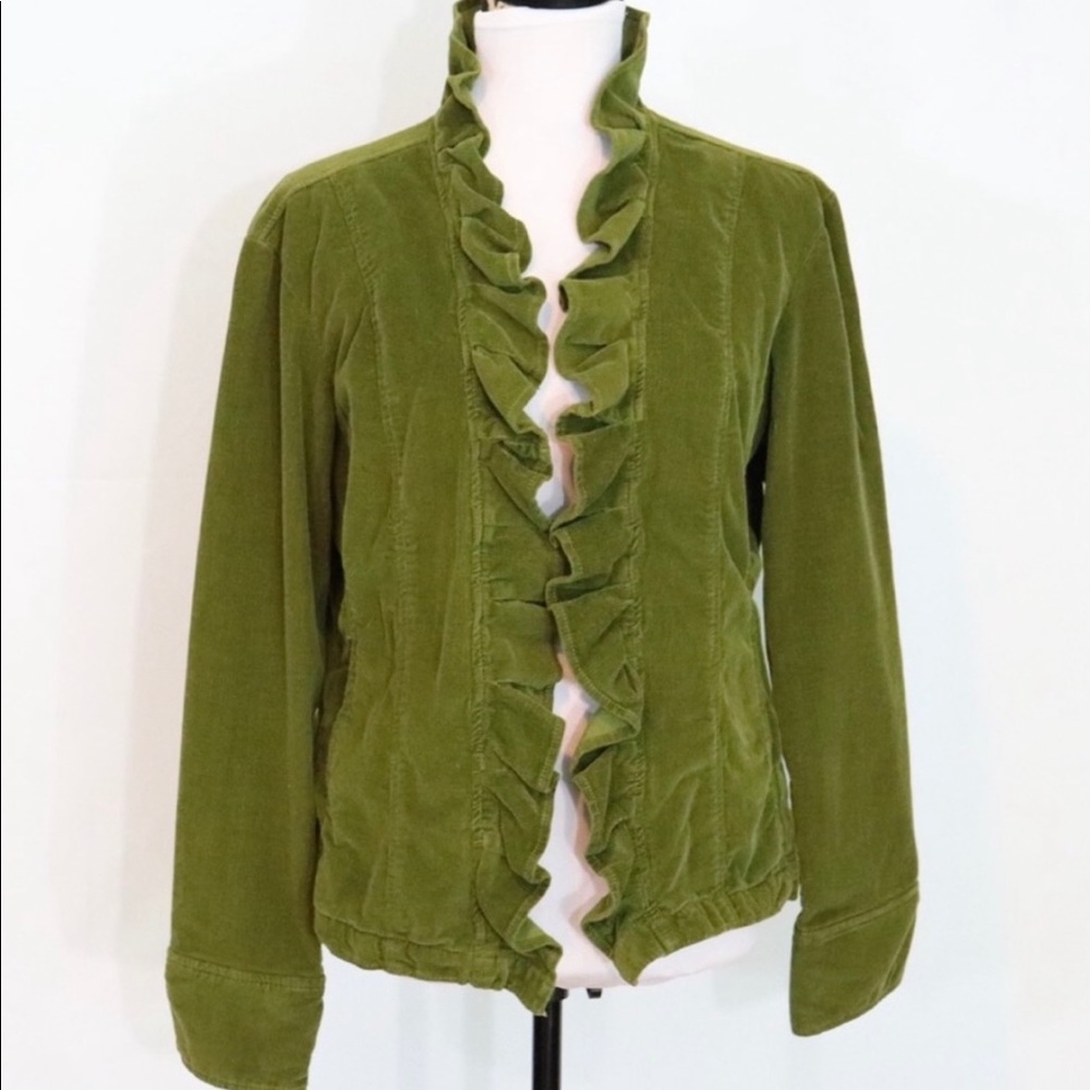 Live A Little green corduroy open blazer M